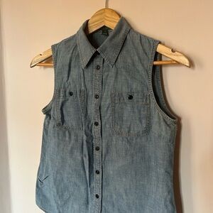 Ralph Lauren Blue Sleeveless Button Down Shirt